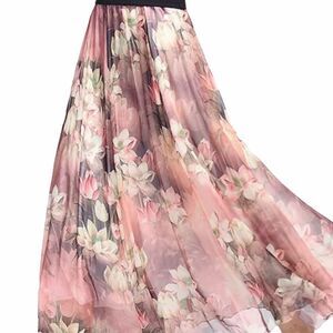 Pink Floral Flowy Maxi Skirt -NWT